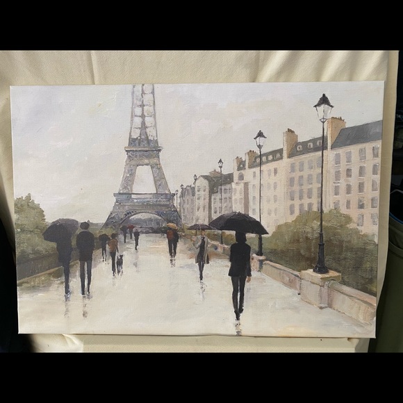 Canvas Eiffel in the Rain Marsala Umbrella